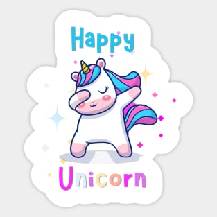 Happy Unicorn Cool Unicorn With Stars Sticker